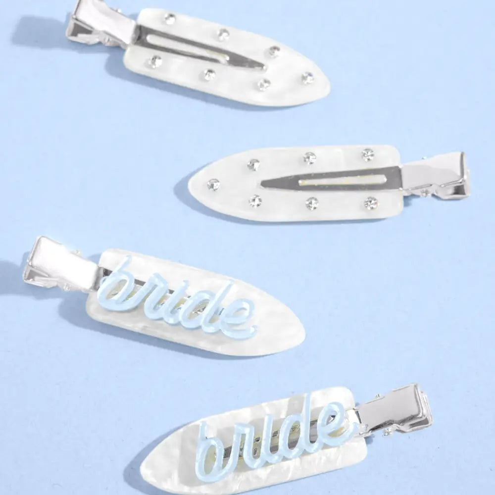 bridal clips on a blue background