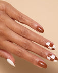 brown & white checkered nails