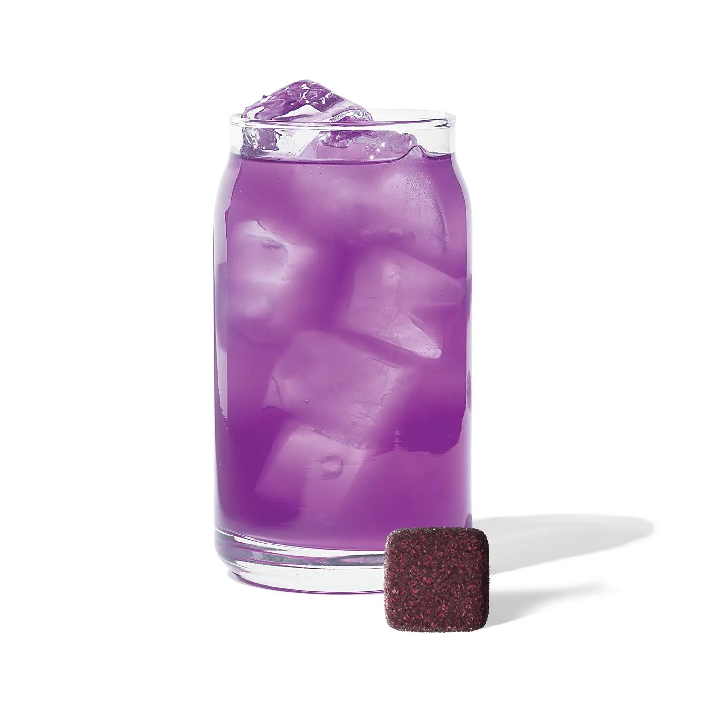 purple ube iced tea in glass