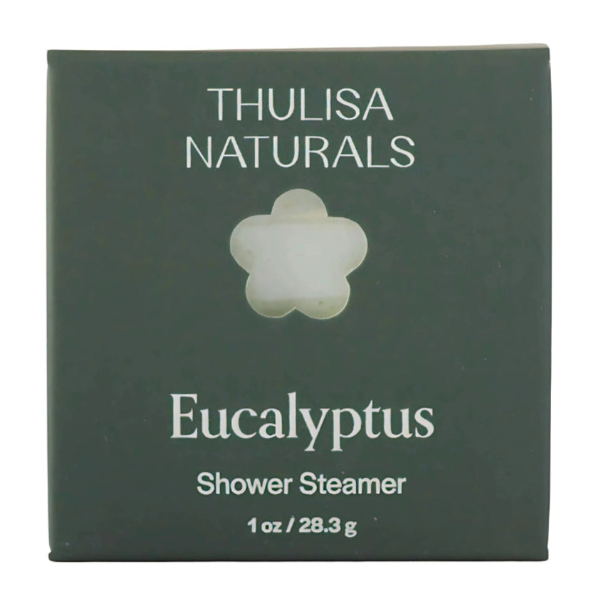 Thulisa Naturals Eucalyptus Shower Steamer packaging on a white background