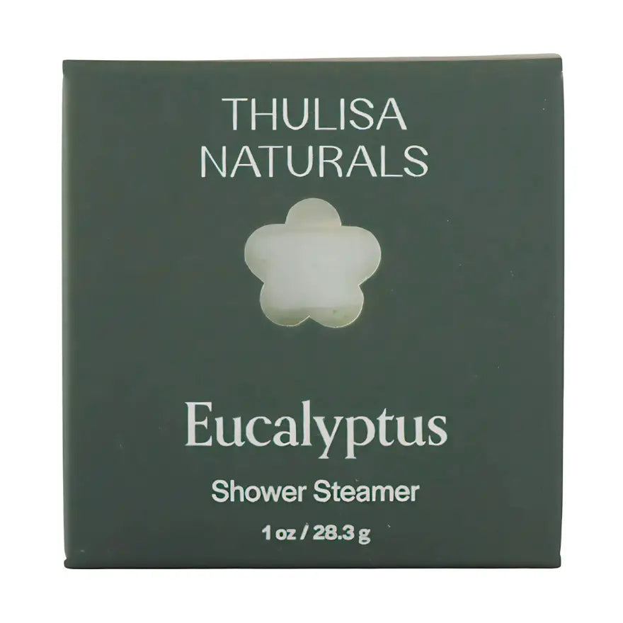 Thulisa Naturals Eucalyptus Shower Steamer packaging on a white background
