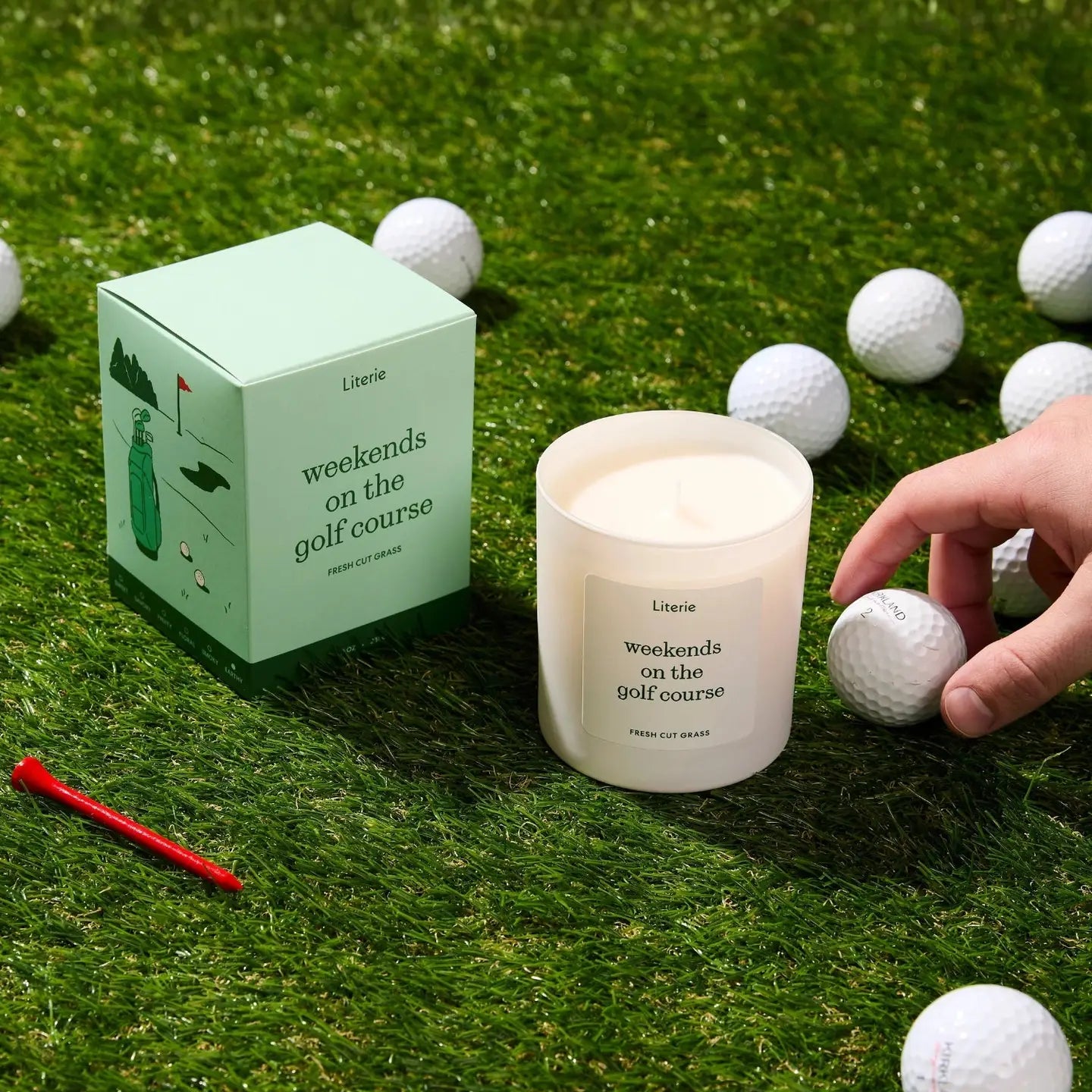weekends on the golf course candle on a golf course