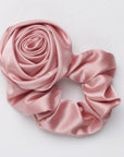 silk rose bud scrunchie in pink