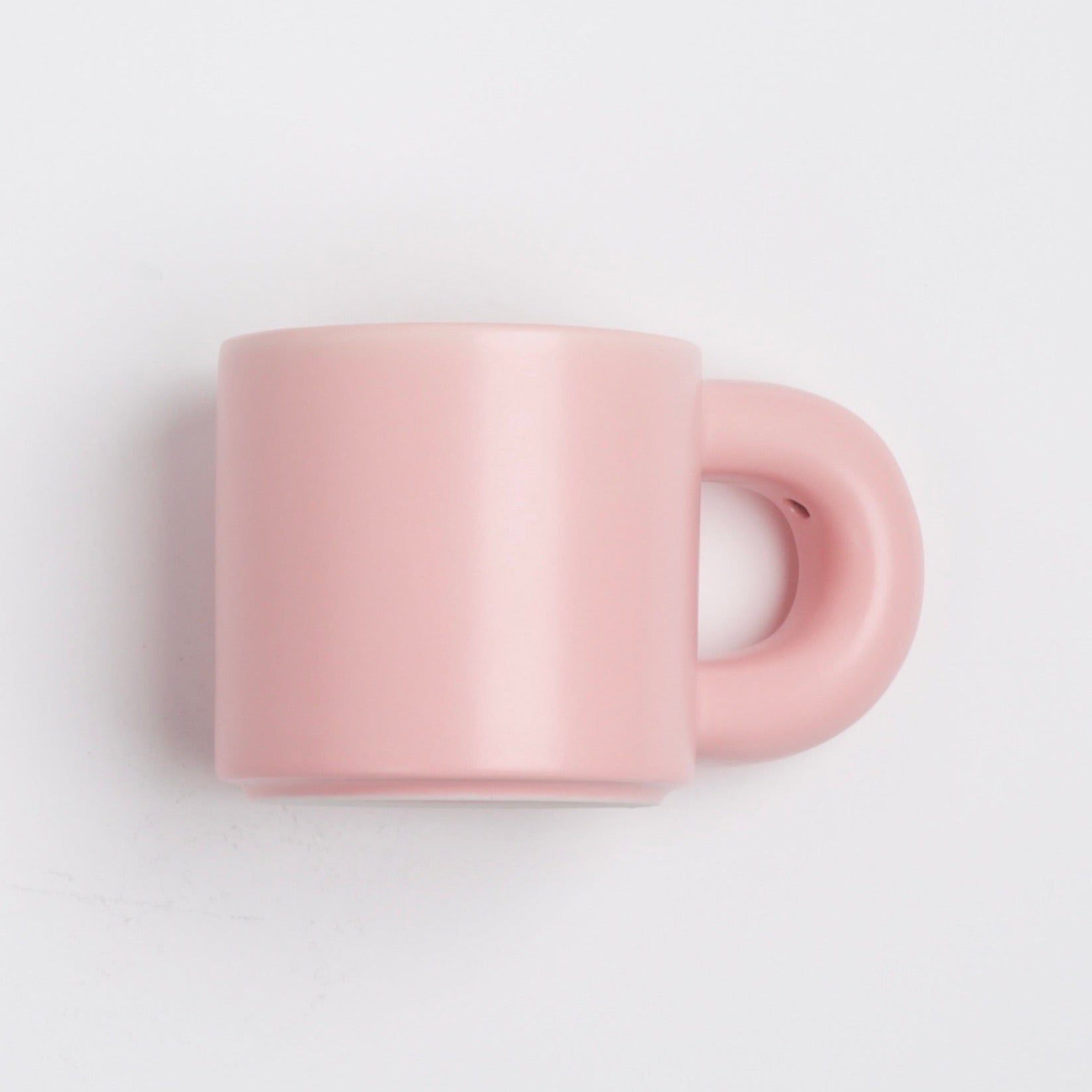 pink thick ceramic mug