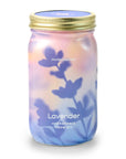 Mason jar with lavender design and 'modern sprout' branding on a white background