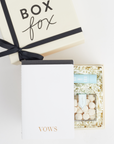 BOXFOX Creme Gift Box filled with Sugarfina Champagne Bubbles, BOXFOX x Appointed Co. VOW Notebooks and Mine Co Ring Cleaning Pen