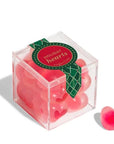 candy cube filled with heart shaped gummies