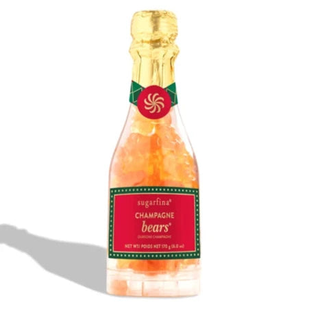 Champagne-shaped bottle of champagne gummy bears.