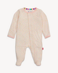 Baby onesie with a rainbow band on a white background
