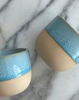 Painted Ceramic Light Blue Mug Set