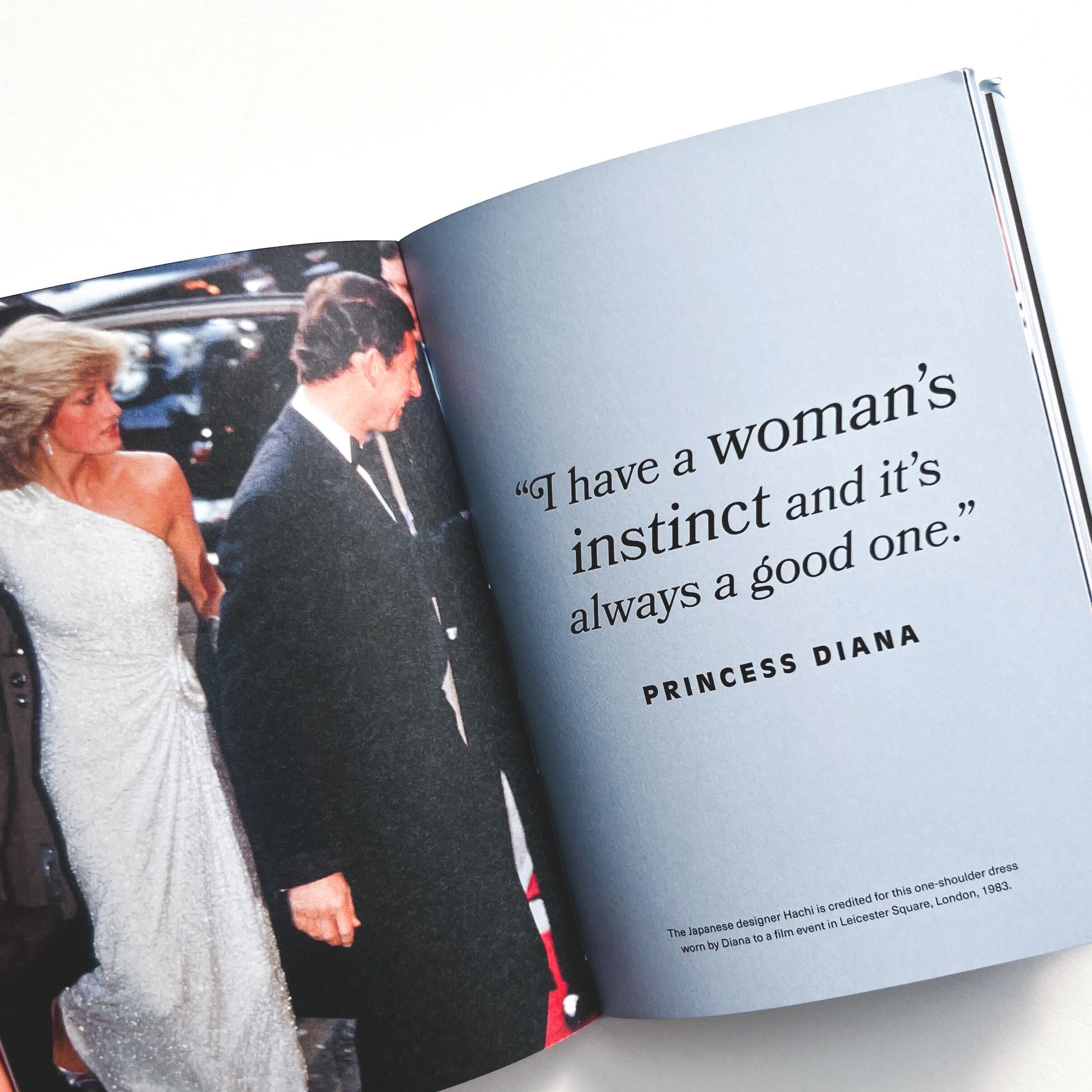 Open book with quote from Princess Diana in it
