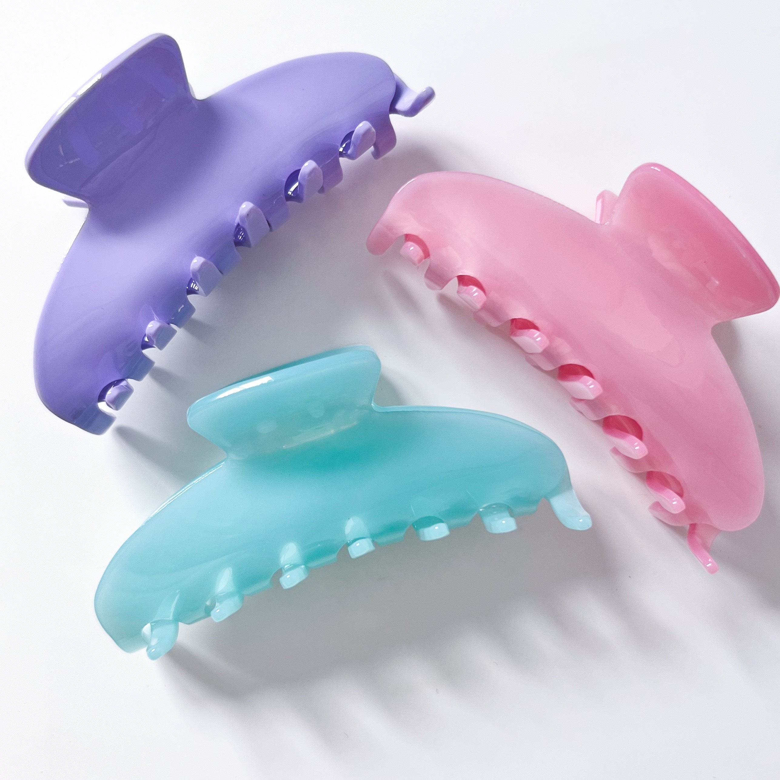 3 Claw Clips: Lilac, Bubblegum Pink, and Icy Blue