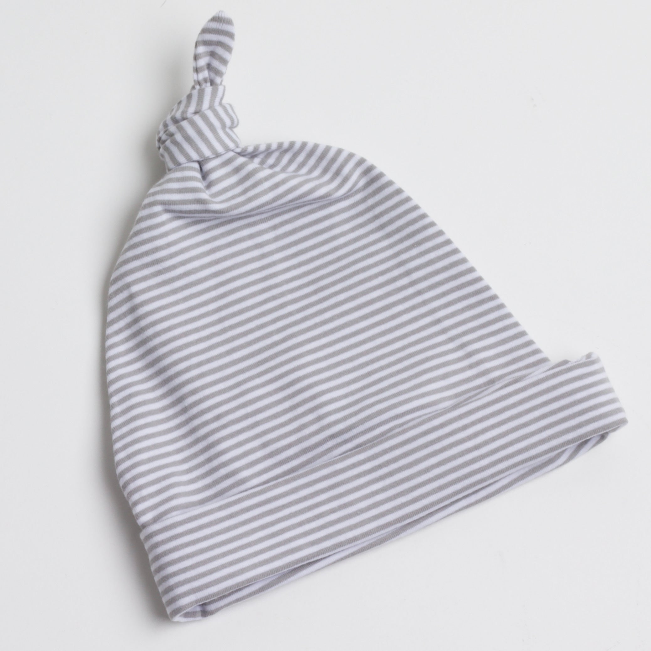 grey striped baby hat