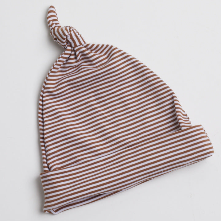 brown striped baby hat