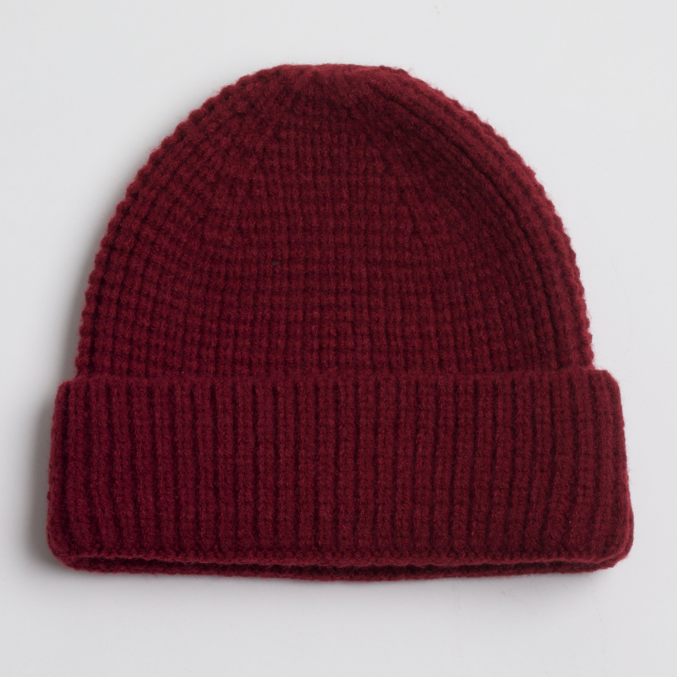 deep red knit beanie