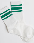 white socks with green stripes