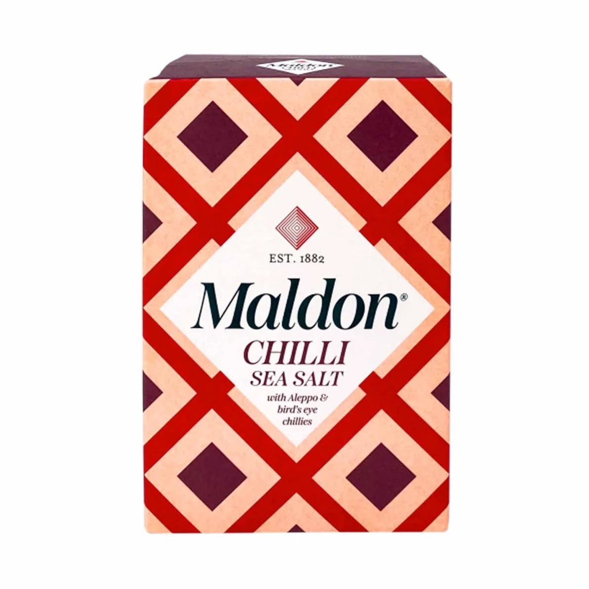 maldon chili sea salt on a white background
