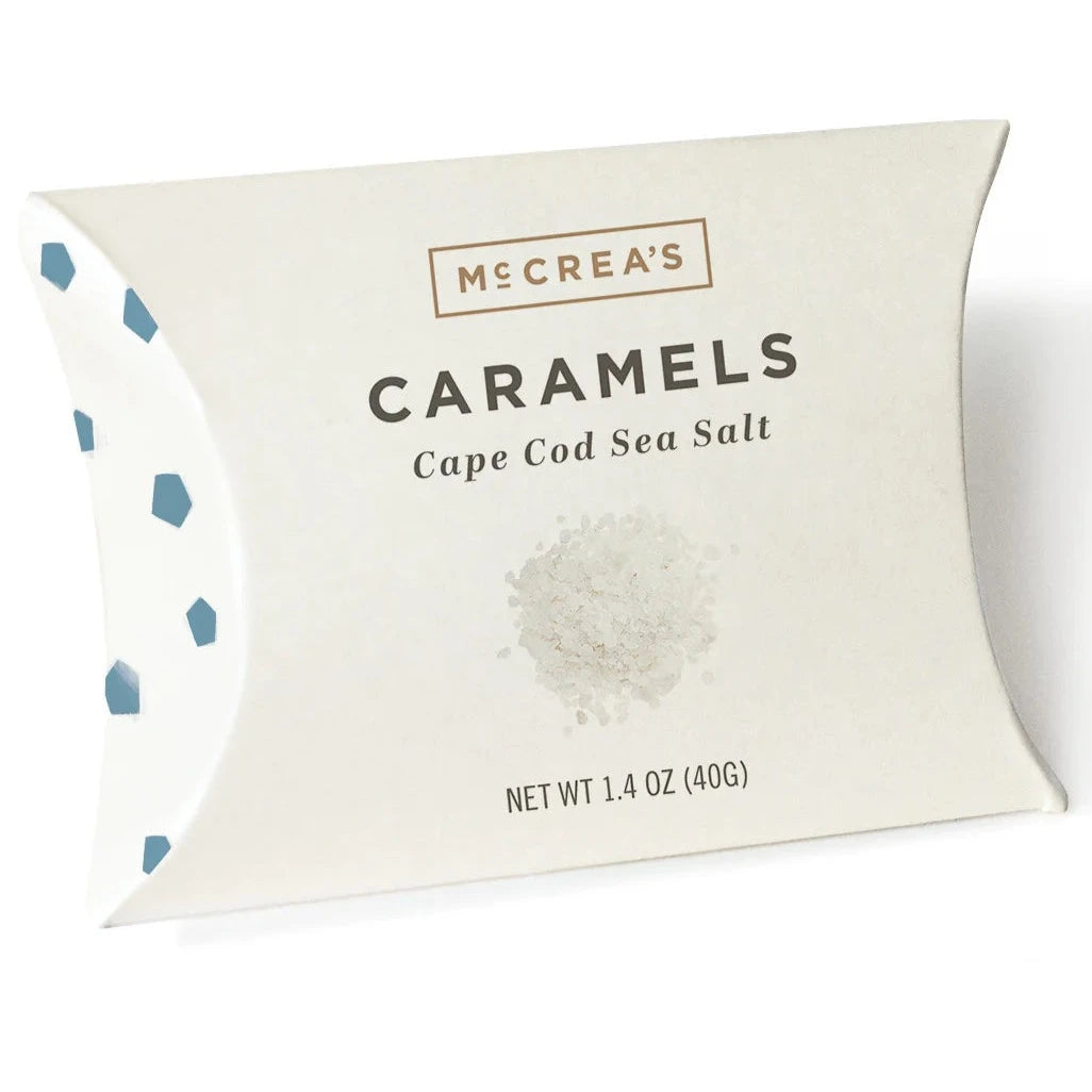 Cape Cod Caramels Pillow Box on white background.