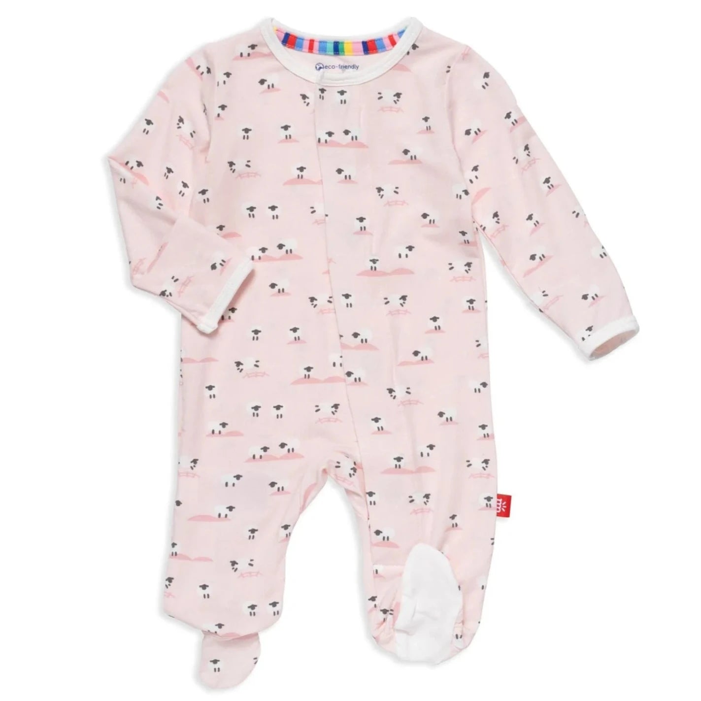 Blue long sleeve baby onesie with sheep on it