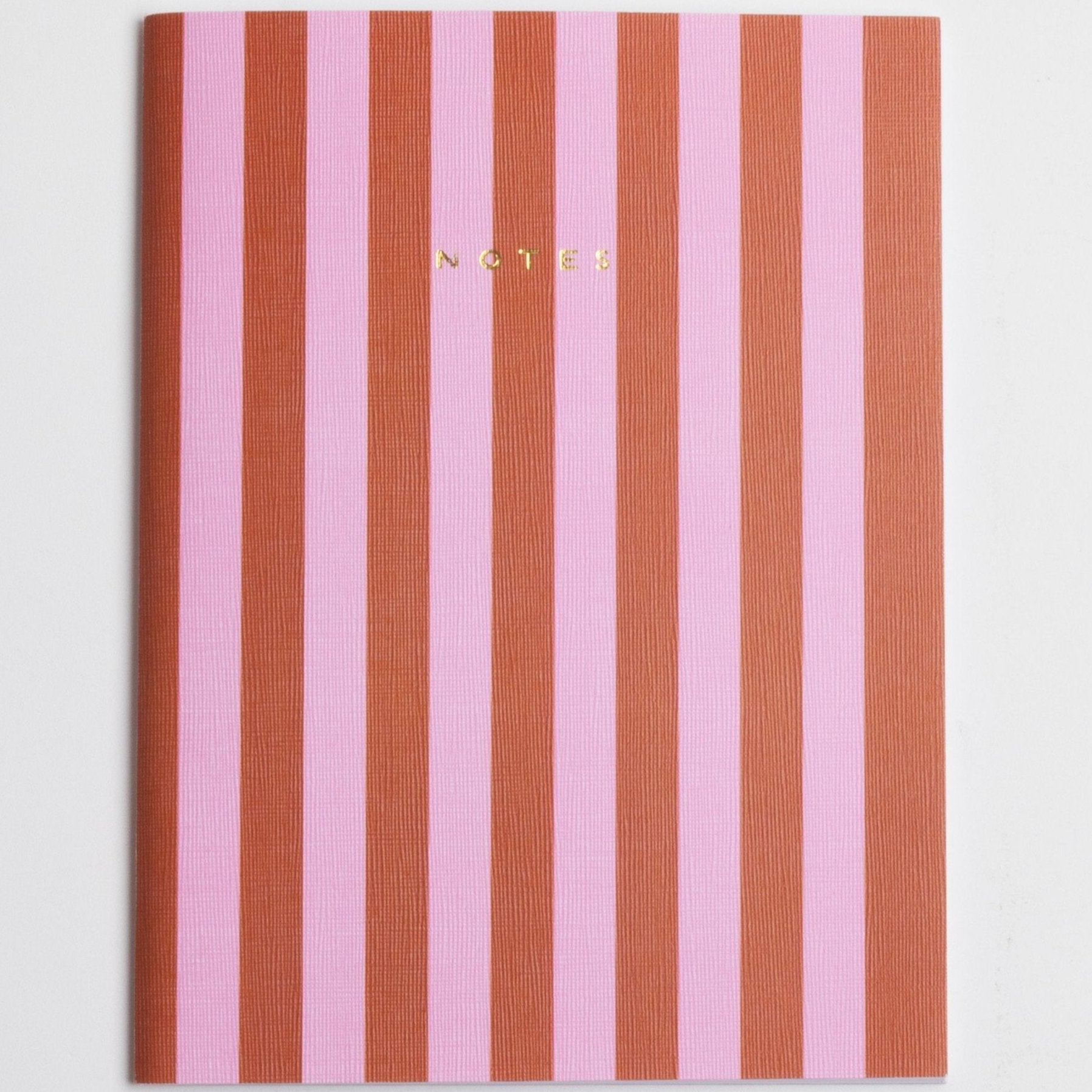 pink & red striped notebook