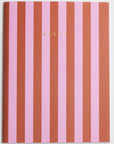 pink & red striped notebook