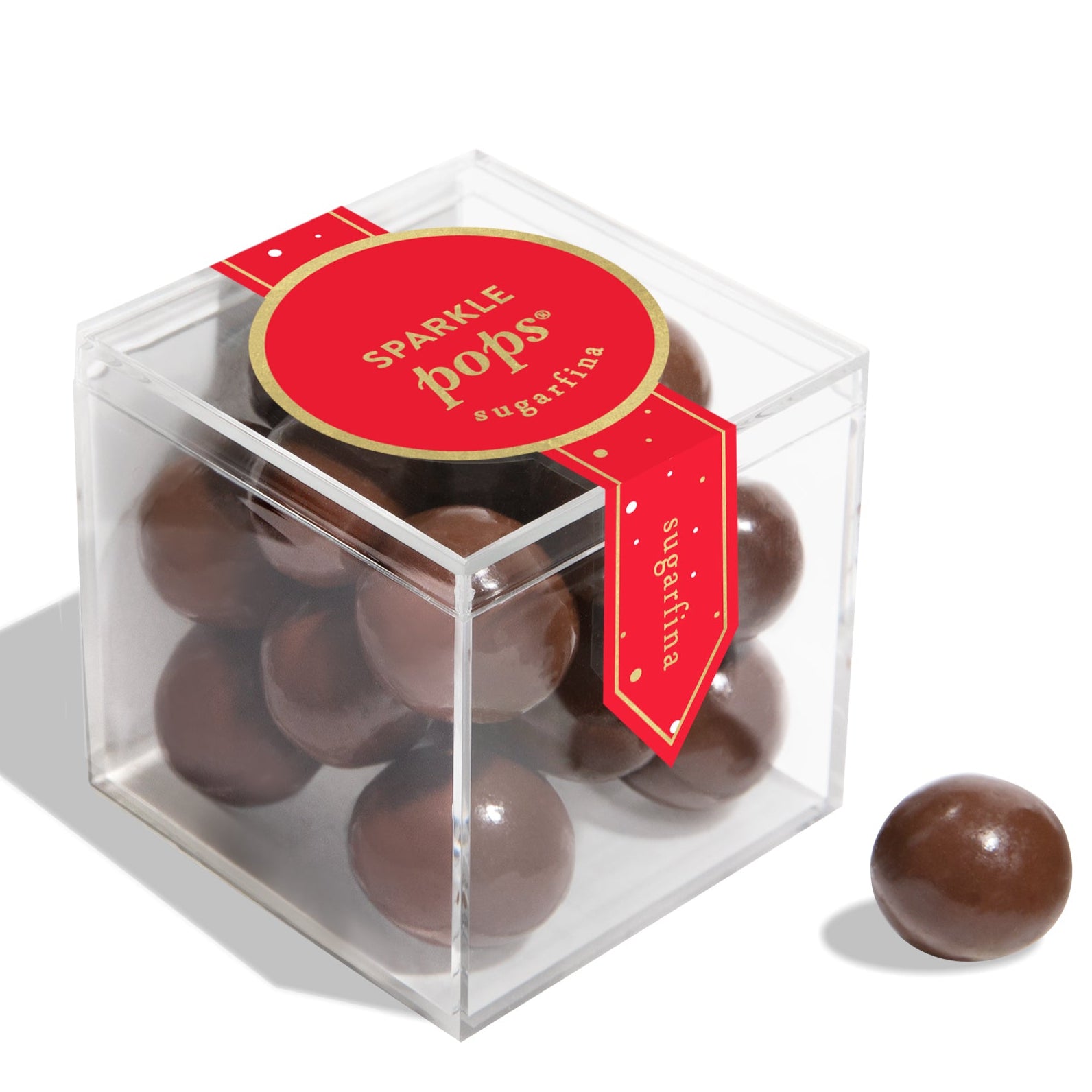 Box of chocolate 'Sparkle Pops' with a Sugafina label on a white background