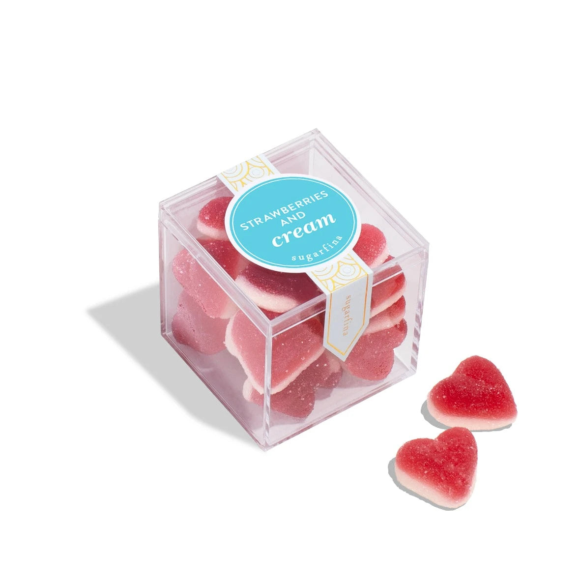 Heart Shaped Red Strawberry Gummies in Candy Cube