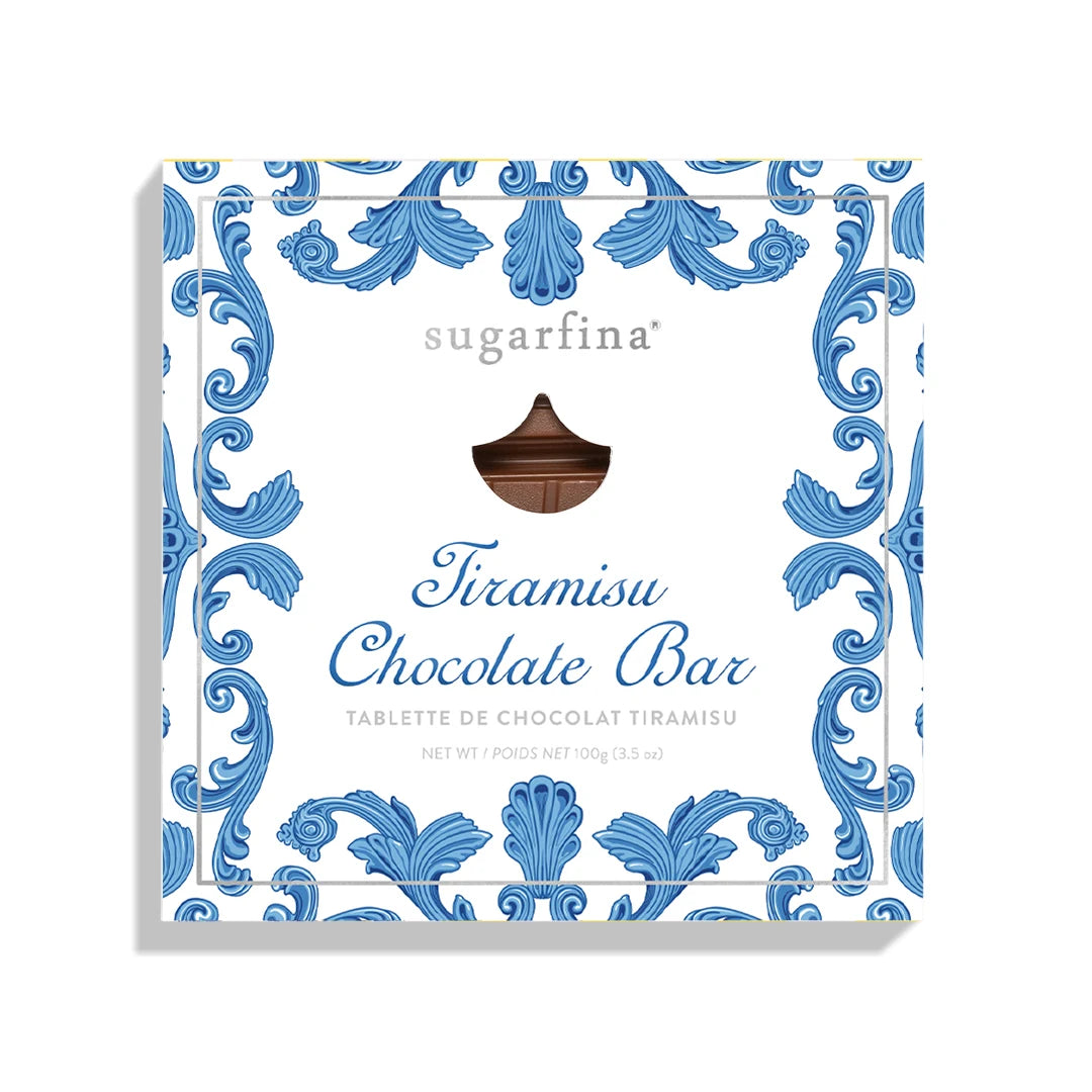 Blue & White Tiramisu Chocolate Bar Packaging