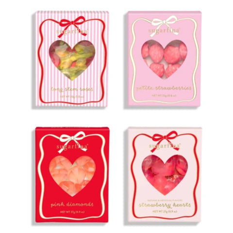 4 pink and red candy boxes