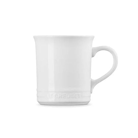 White ceramic mug on a white background