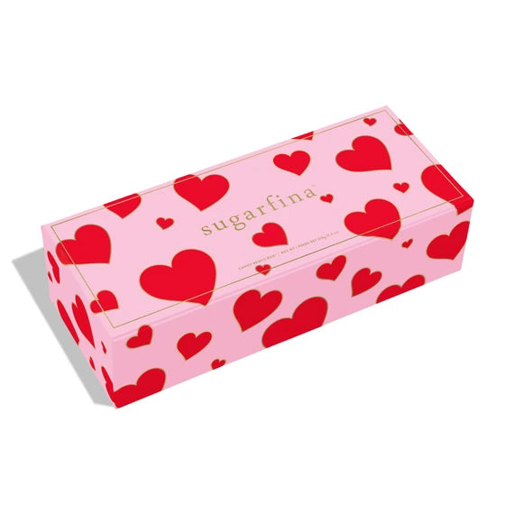 pink box with red hearts on it 