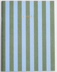 green & blue striped notebook