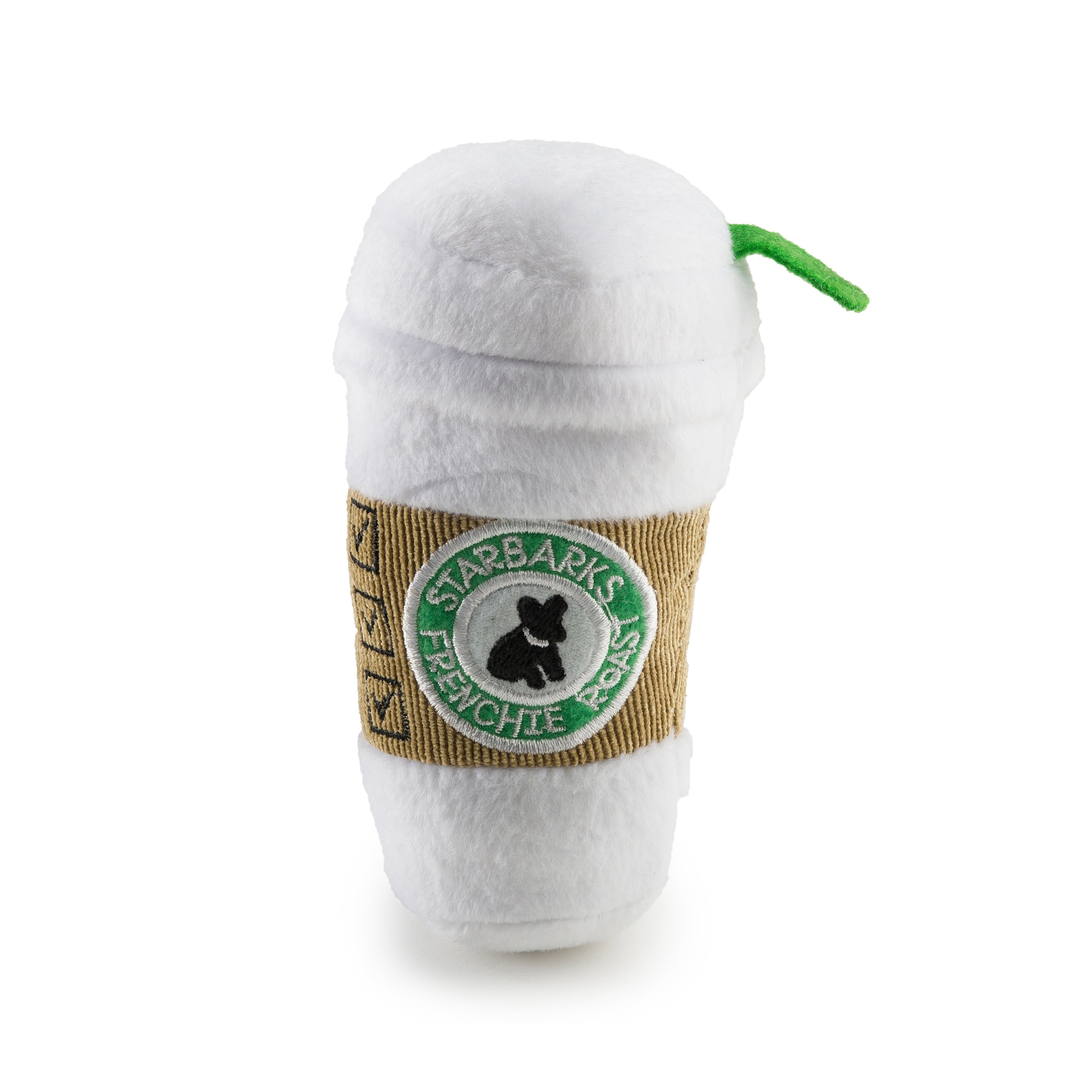 Plush Dog Toy Coffee cup on white background