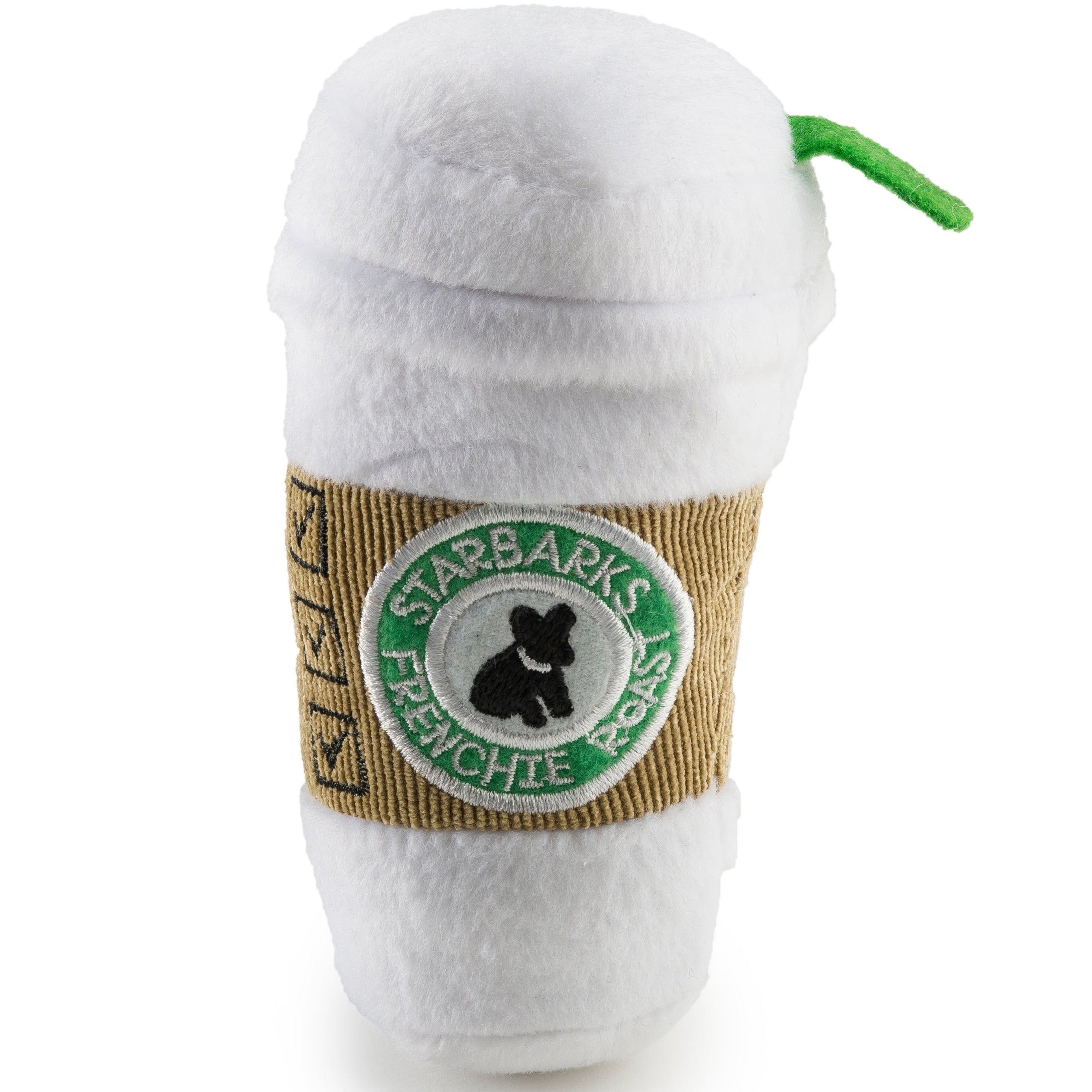 Plush Dog Toy Coffee cup on white background