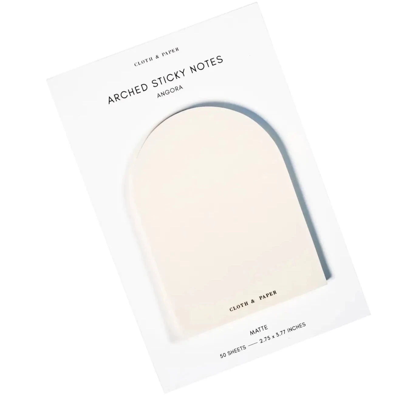 Creme arched sticky notes on a white background.  At the bottom of the notes is "Cloth & Paper" printed in black ink