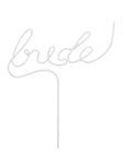 white straw curved to spell "bride"