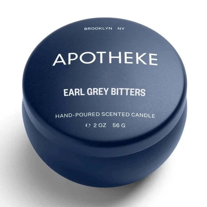 Earl grey candle in a tin vessel