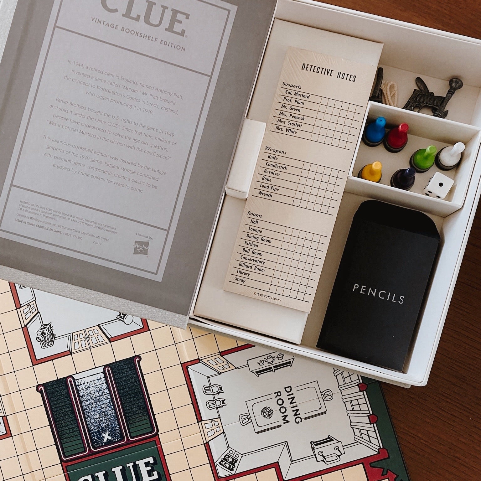 Game Box open to show all of the game pieces.