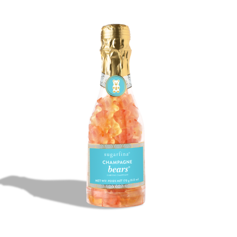 Champagne-shaped bottle of champagne gummy bears.