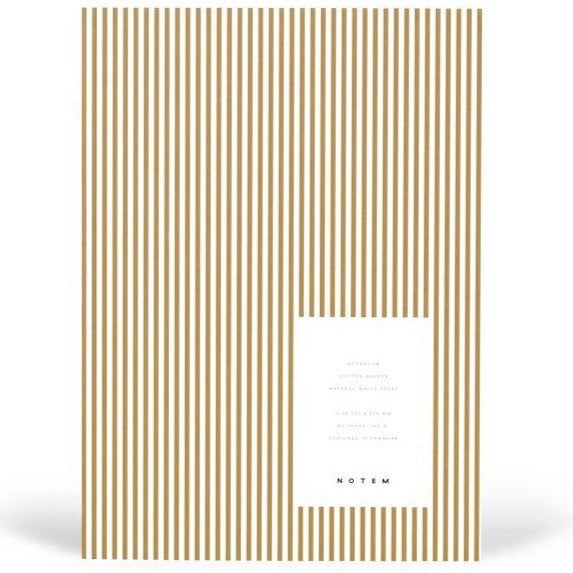 Gold and white stripe notebook cover on a white background